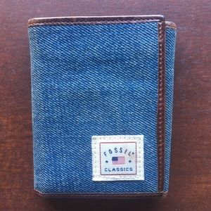 Fossil Denim Wallet, Vintage Brown Leather Wallet